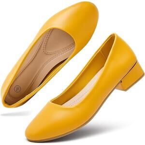 Hash Bubbie Womens Size 5 Yellow 1.5" Block Heel Closed Toe Slip On Shoes